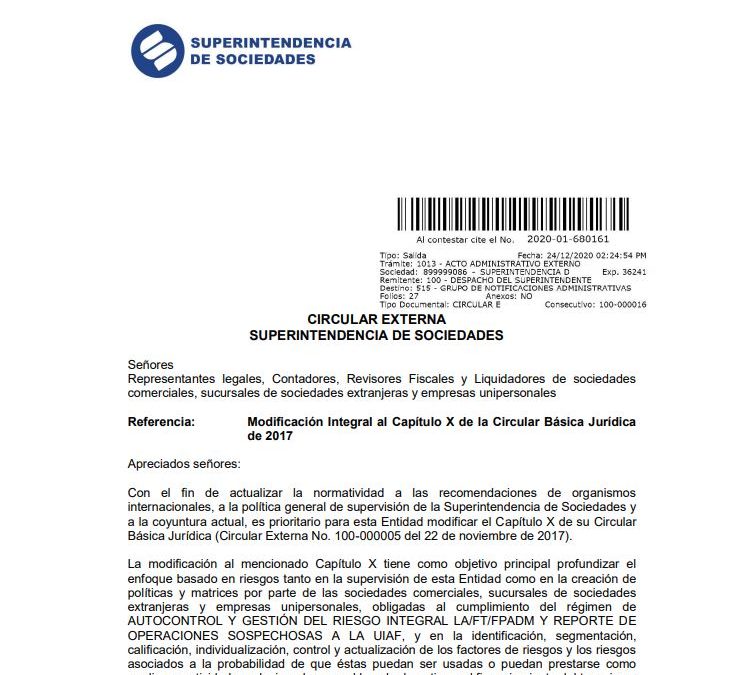 Circular Externa No. 100-000016 de 2020